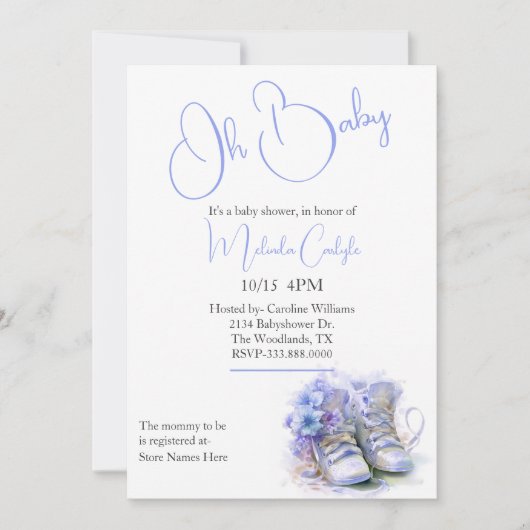 Blue Hinterns Boy Baby Dusche Einladung (Vorderseite)