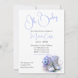Blue Hinterns Boy Baby Dusche Einladung