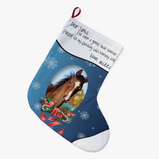 Blue HINZUFÜGEN SIE IHR Foto und Name Sehr geehrte Großer Weihnachtsstrumpf (Vorderansicht (hängend))