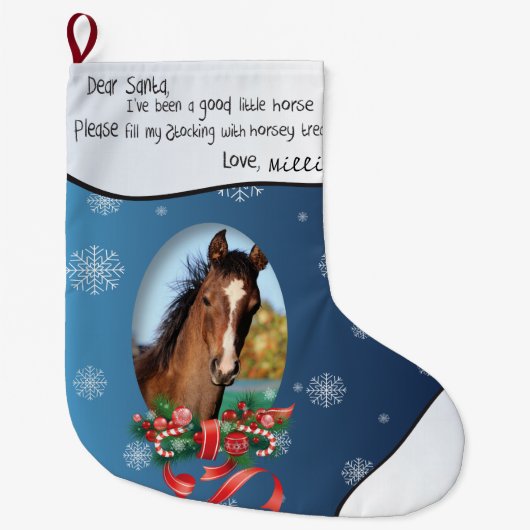 Blue HINZUFÜGEN SIE IHR Foto und Name Sehr geehrte Großer Weihnachtsstrumpf (Vorderseite)