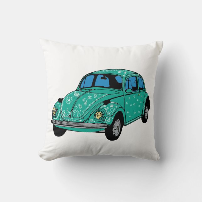 Blue Hippie Car Throw Cushion Kissen (Vorderseite)