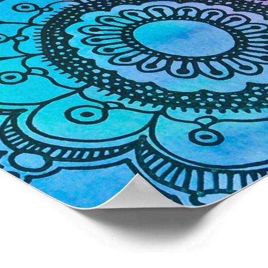 Blue Hippie Pattern Poster von Megaflora (Ecke)
