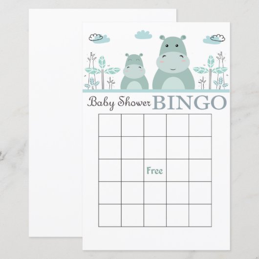 Blue Hippo Baby Duschbingcard (Vorne/Hinten)