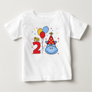 Blue Hippo Face 2. Geburtstag Baby T-shirt