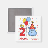 Blue Hippo Face 2. Geburtstag Magnet (Vorderseite/Rückseite)
