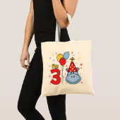 Blue Hippo Face 3. Geburtstag Tragetasche (Vorderseite (Produkt))
