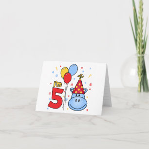 Blue Hippo Face 5. Geburtstag Einladung