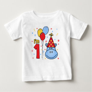 Blue Hippo Face Erster Geburtstag Baby T-shirt