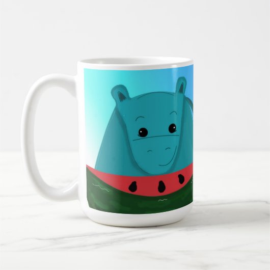 Blue Hippo mit Watermelon Slice Kaffeetasse (Links)