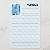 Blue Hippo Mongrammatier Letter H Lined Briefpapier (Vorderseite)