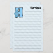 Blue Hippo Mongrammatier Letter H Lined Briefpapier (Vorne/Hinten)