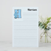 Blue Hippo Mongrammatier Letter H Lined Briefpapier (Stehend Vorderseite)