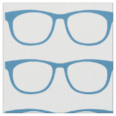 Blue Hipster Geek Glasses Fabric Stoff (Nahaufnahme)