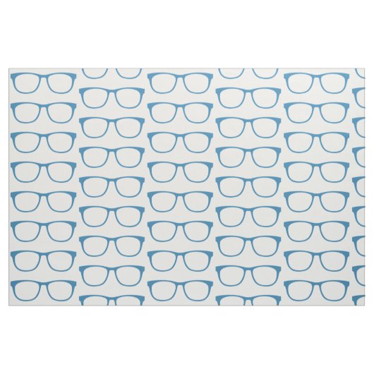 Blue Hipster Geek Glasses Fabric Stoff (Fat Quarter (45,7 x 55,9 cm))