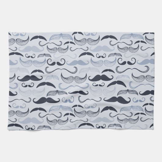 Blue Hipster Mustaches Handtuch (Horizontal)