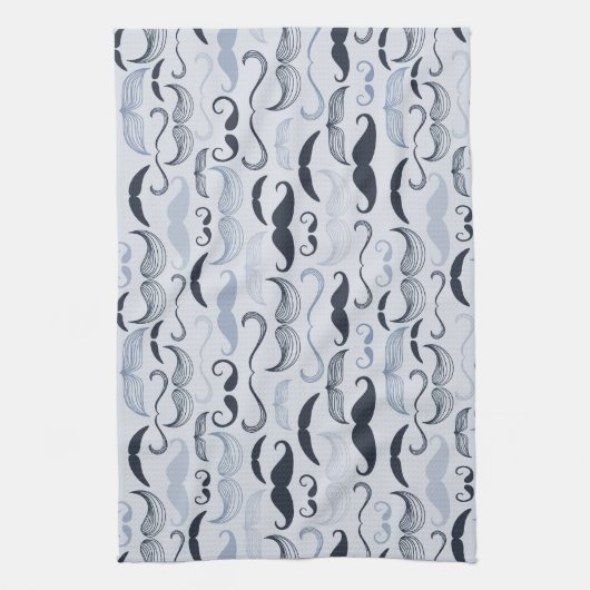 Blue Hipster Mustaches Handtuch (Vertikal)