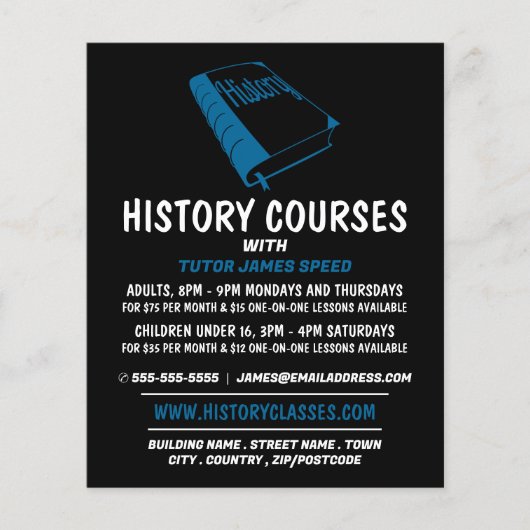 Blue History Book, History Course Advertising Flyer (Vorne)