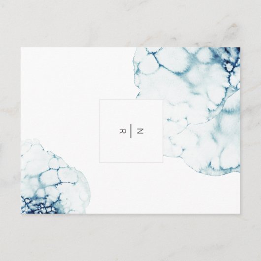 Blue Hochzeit in Urlaubsort Empfang Vielen Dank Postkarte (Rückseite)