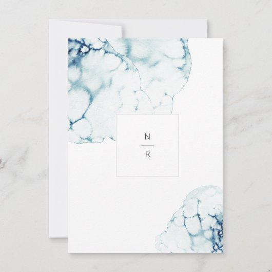 Blue Hochzeit in Urlaubsort Save the Date Card Einladung (Rückseite)