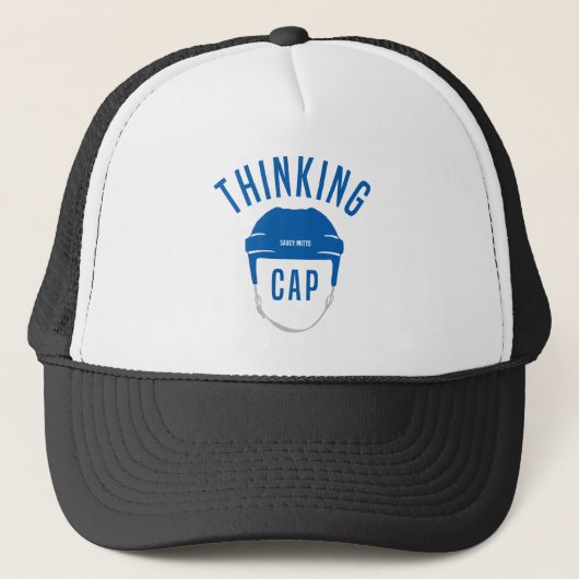 Blue Hockey Helmet Thinking Cap Lid Truckerkappe (Vorderseite)