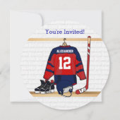 Blue Hockey Jersey Geburtstagsparty Einladung (Vorderseite)