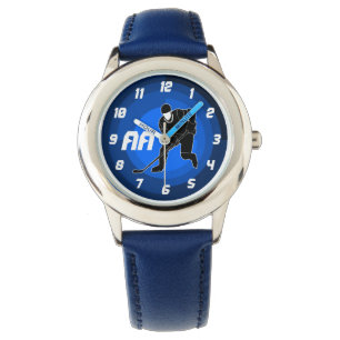 Blue Hockey Player Silhouette Armbanduhr