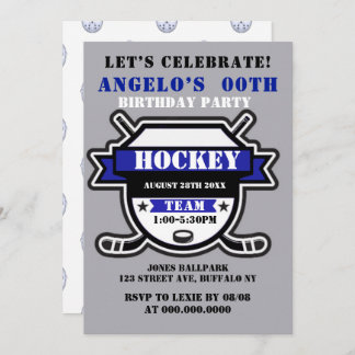 Blue Hockey Thema Birthday Party Einladungen