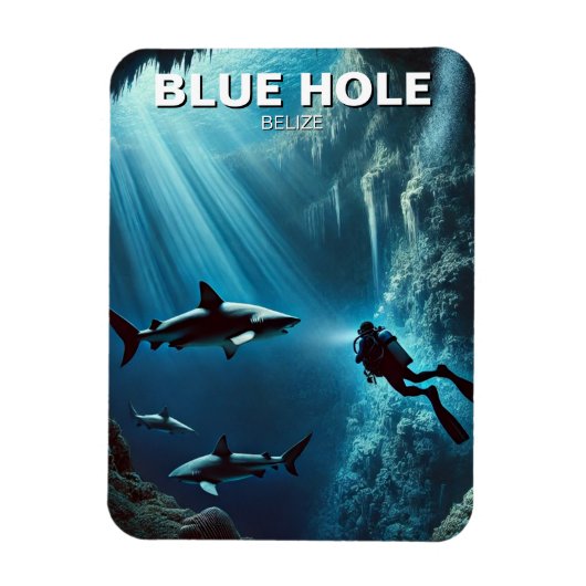 Blue Hole Belize Scuba Diving Magnet (Vertikal)