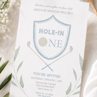 Blue Hole in One Golf 1. Geburtstag Einladung