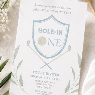Blue Hole in One Golf 1. Geburtstagseinladung Einladung