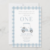 Blue Hole in One Golf Cart Einladung zum Geburtsta (Vorderseite)