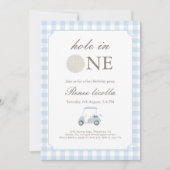 Blue Hole in One Golf Cart Einladung zum Geburtsta (Vorderseite)