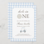 Blue Hole in One Golf Cart Einladung zum Geburtsta (Vorne/Hinten)