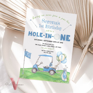 Blue HOLE IN ONE JEDES ALTER Golf Birthday Einladu Einladung