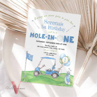 Blue HOLE IN ONE JEDES ALTER Golf Birthday Einladu Einladung