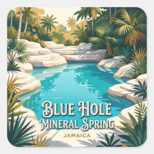 Blue Hole Mineralquelle Negril Jamaika Quadratischer Aufkleber