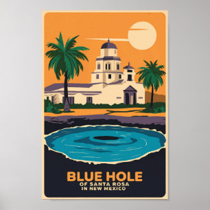 Blue Hole New Mexico Art Vintag Poster