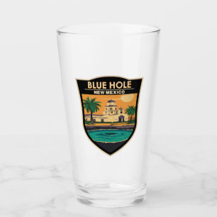 Blue Hole New Mexico Reisen Art Abzeichen Glas