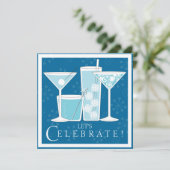 Blue Holiday Cocktail Feier Party Einladung (Stehend Vorderseite)