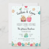 Blue Holiday Cookie Exchange Cookies & Kakao-Party Einladung (Vorderseite)