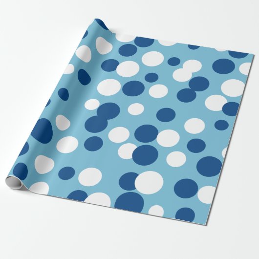Blue Holiday Dots Wrapping Paper Geschenkpapier (Ungerollt)