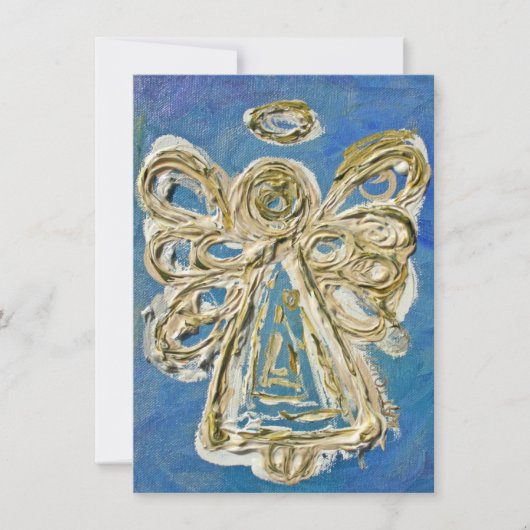 Blue Holiday Engel Custom Einladung oder Einladung (Vorderseite)