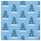 Blue Holiday Fabric Blauer Weihnachtsbaum Stoffe (Nahaufnahme)