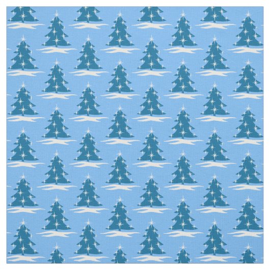 Blue Holiday Fabric Blauer Weihnachtsbaum Stoffe (Muster)