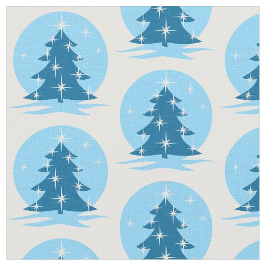 Blue Holiday Fabric Blue Christmas Tree Fabrics Stoff (Nahaufnahme)