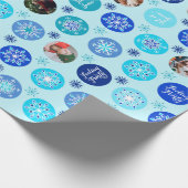 Blue Holiday Foto Geschenkpapier (Ecke)