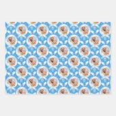 Blue Holiday Foto Wrapping Paper Sheets Geschenkpapier Set (Vorderseite)