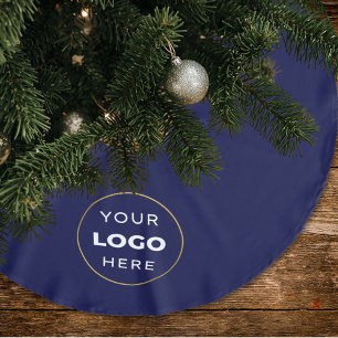 Blue Holiday für kundenspezifische Firmenlogos Polyester Weihnachtsbaumdecke