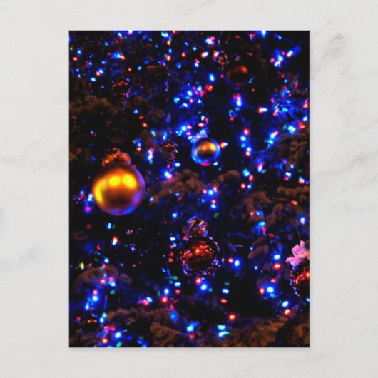 Blue Holiday Glow Feiertagspostkarte (Vorderseite)