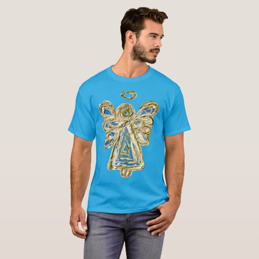 Blue Holiday Guardian Angel Custom Art T - Shirt (Vorne ganz)